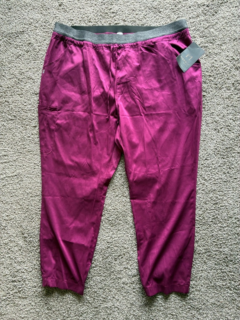 Men's Berry Drawstring Scrub Joggers with Elastic Waist